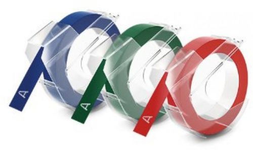DYMO Embossing Tape, Red, Green And Blue, 3/8-Inch