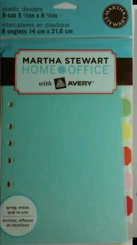 MARTHA STEWART Home Office Plastic Multicolor Dividers 8-tab 5 1/2in x 8 1/2in