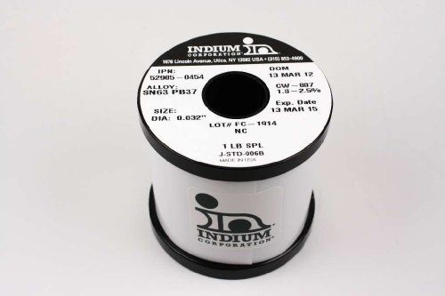 Indium wire solder, .032 in., sn63 pb37, cw-807, 1 lb. spool for sale