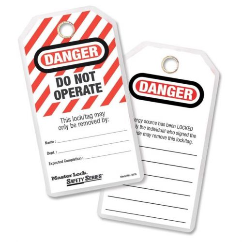 Heavy Duty Laminated Safety Tags, Polyester Laminate, Red/White