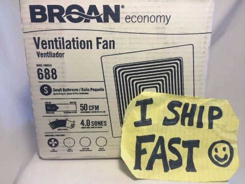 Wow! broan model 688 ventilation fan, 50 cfm 4.0 sones, white grille for sale
