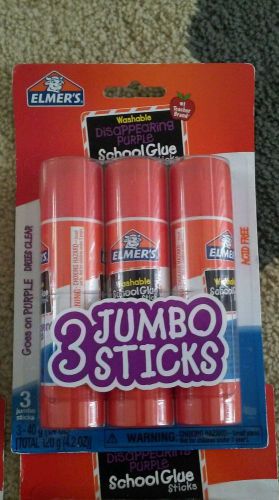 ELMER&#039;S JUMBO 3 PACK Washable School Glue Sticks 40G STICKS PURPLE FREE SHIPPING