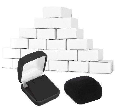 LOT OF 12 BLACK EARRING GIFT BOX BLACK VELVET EARRING BOXES JEWELRY BOX 2 3/8&#034; W