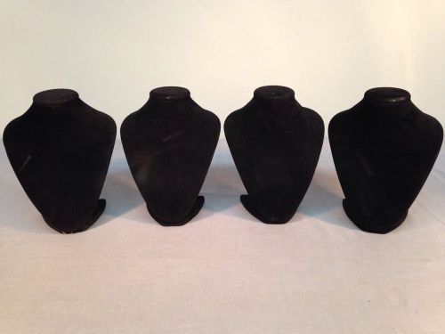 4 Jewelry Display Busts Black Velvet 7&#034; Tall