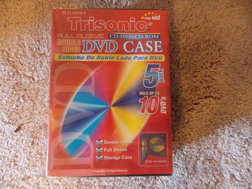 TRISONIC FIVE PACK BLACK DOUBLE DVD STORAGE CASES SEALED