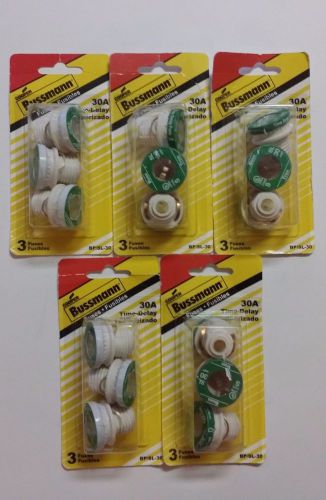 **5 PACK** 15 Cooper Bussman Fuses 30A TIME DELAY BP/SL-30 *FAST SHIPPING