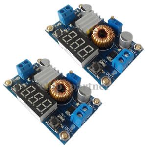 2pcs 5A Power Step-down Charge Module Adjustable DC-DC LED Driver With Voltmeter