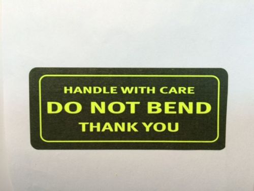 500 1.25 x 3 HANDLE WITH CARE DO NOT BEND THANK YOU NEON YELLOW