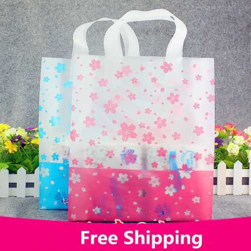 50pcs transparent frosted Plastic hand bag Shopping Carrier gift Bag for T-shirt