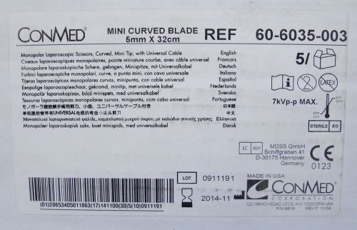Case of 5 ConMed Mini Curved Blade Laparoscopic Scissors - 60-6035-003 - NEW