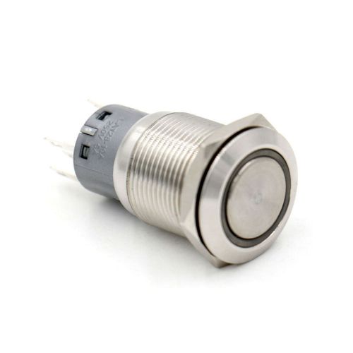 Stainless push button switch 19mm 3/4&#034; eagle eye 24v orange led latching 5 pin for sale