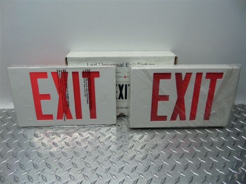 NEW LED UNIVERSAL EXIT FIXTURE w/ BATTERY BACKUP WHITE W/ RED LETTERS