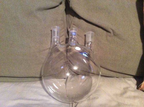 Roche  5000ml 3 neck kontes round bottom boiling flask rbf industrial usa for sale