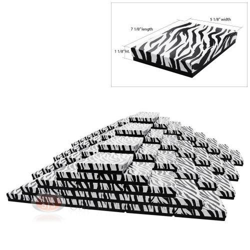 100 Zebra Print Cotton Filled Jewelry Gift Boxes 7 1/8&#034; x 5 1/8&#034; x 1 1/8&#034;H