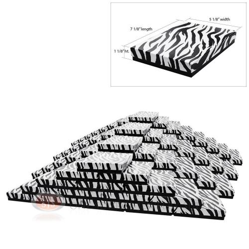 100 zebra print cotton filled jewelry gift boxes 7 1/8&#034; x 5 1/8&#034; x 1 1/8&#034;h for sale