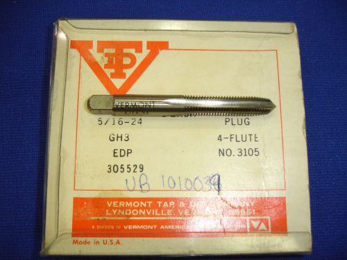 5/16&#034;-24 Vermont Tap and Die 305529 Plug Tap High Speed Steel  USA 4 Flute