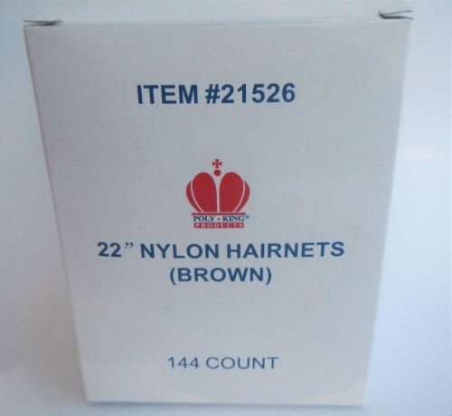 Poly King 21526 Brown 22&#034; Nylon Hairnets 144 Count