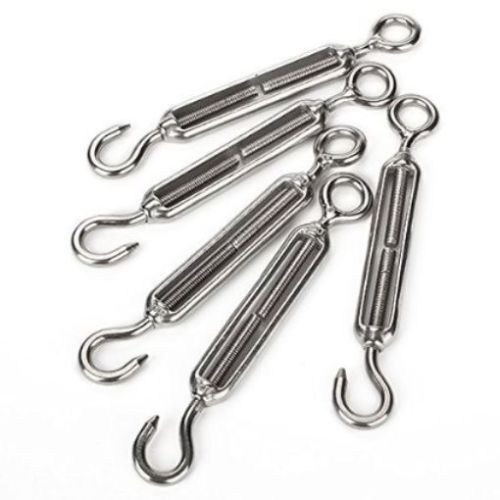 5Pcs M6 Stainless Steel 304 Hook &amp; Eye Turnbuckle Wire Rope Tension for 4mm Wire