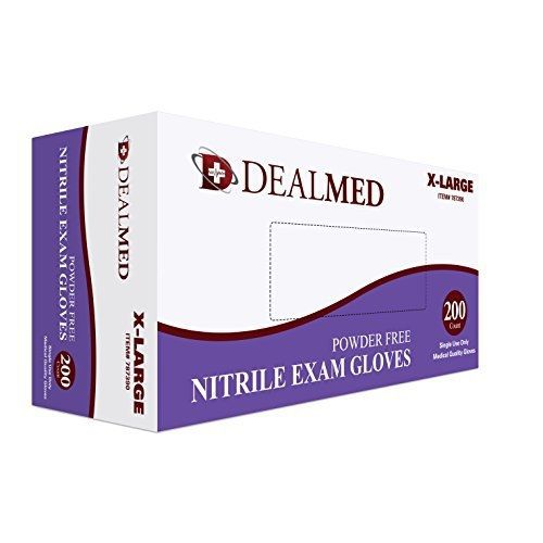 dealmed Disposable Nitrile Exam Powder Free Gloves, 200 Count, Size Extra Large