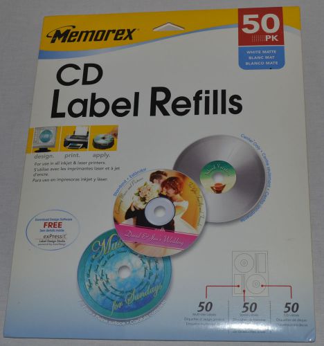 Memorex 3202-0412 White Matte Cd/dvd Label Refills 50-Count