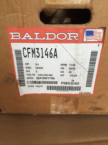 Baldor  cfm3146a .75hp, 1140rpm, 3ph, 60hz, 56yz, 3520m, open elec. motor for sale