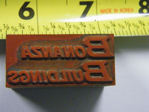 Vintage Bonanza Buildings Original Printing Cut Advertising Letter Press Block