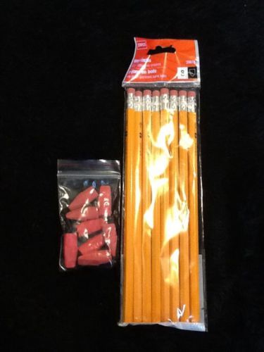 Staples Pack of 8 Wood Pencils with erasers