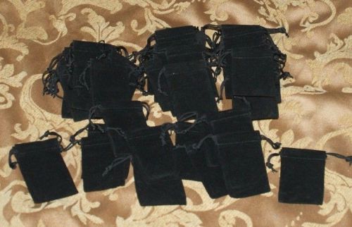 Lot of 48 3 x 2 Black Velvet Drawstring Bags Pouch Gifts Jewelry