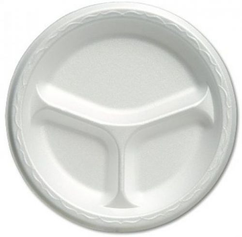 Genpak 83900 8-7/8-Inch White 3 Compartment Celebrity Foam Dinnerware Plate Of