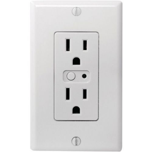 Linear wo15z-1 z-wave 15-amp wall single outlet - white for sale