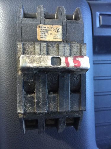 zinsco 3 Pole 15 Amp Breaker -used-