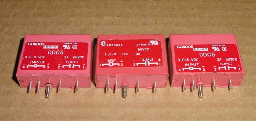 NEW Lot of 3 Gordos Crouzet ODC5 4-Pin Output Modules, I: 3-8 VDC, O: 3A 60 VDC
