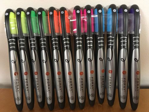 New-12 foray full length super comfort grip fluorescent highlighters~assorted for sale