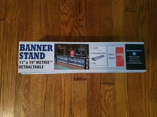 NEW Metrix Retractable Banner Stand &#034;SALE&#034; 11&#034;x19&#034; Above All Advertising SEALED