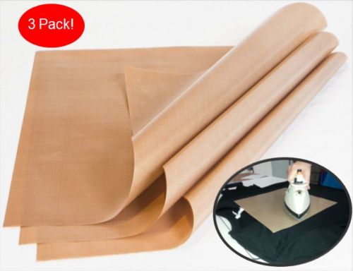 1000-use 3-pack teflon ptfe sheet for heat press transfers 16 x 20&#034; heat resi... for sale