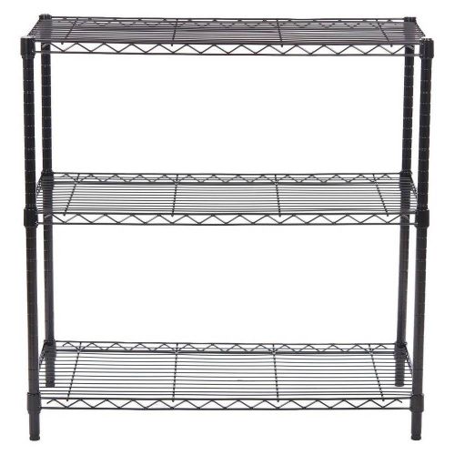 Adjustable 3-Tier Black Wide Wire Shelving Table Room Kitchen Organizer