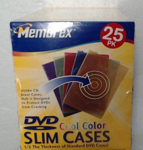 25 PK New Memorex Slim Color DVD Cases Red Blue Purple Green Orange