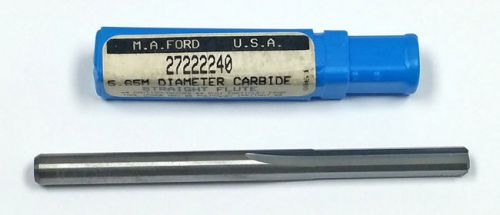 5.65mm 4-FLUTE CARBIDE STR FLUTE REAMER, 1&#034; LOC, 3&#034; OAL, M.A. FORD 27222240