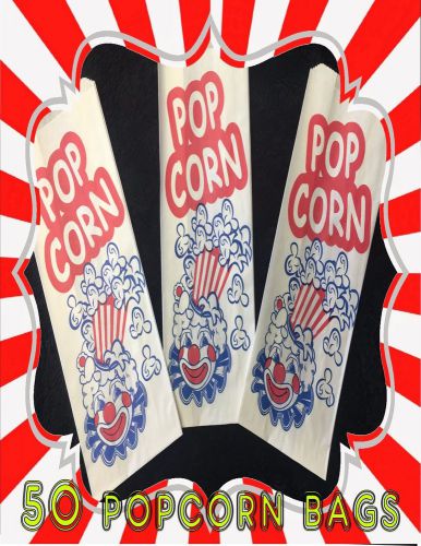 50 1 ounce oz popcorn bags paper theater concession #1 for sale