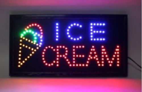 BRIGHT Flashing Motion LED Business ICE CREAM Shop SIGN + CONE SIGN Light Neon
