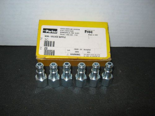 6-3C Parker 1/4&#034; Quick Coupling Non-Valved Nipples (Tru-Flate) 1/4&#034;NPT (New)