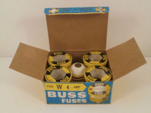 BUSS FUSES *BOX OF 5* W-4  *NEW SURPLUS IN BOX*