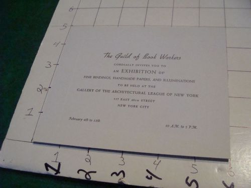 Original letter from GUILD OF BOOK WORKERS invitation card, 1940&#039;s but undated