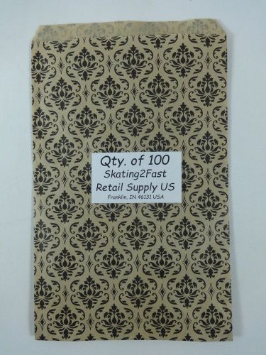 Qty. 100 Damask Print Design Paper Merchandise 6&#034; x 9&#034; Bag Retail Shopping