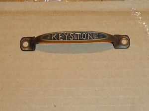 Vintage Unique Printing Industrial Keystone MFG Brass Case/Drawer Pull