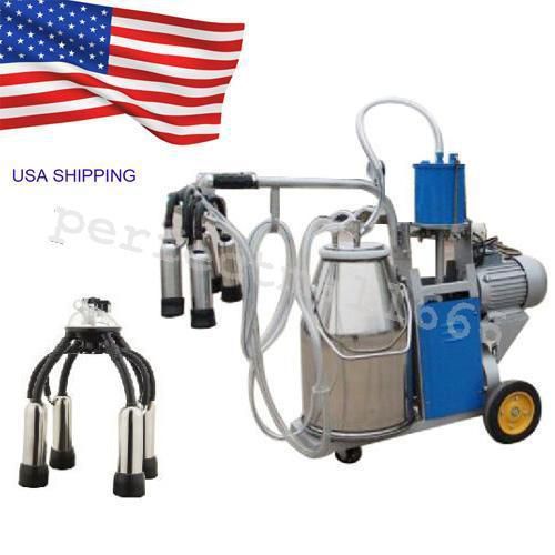 USA Electric Milking Machine Milker Cows Bucket 110V 25L Stainless Steel Bucket