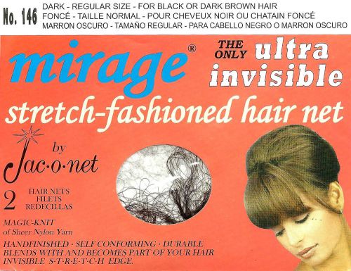 Jac-O-Net  #146 Mirage Hair Net - for black or dk brown hair   (2) pcs  Dark