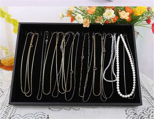 20 Hooks Jewelry Necklace Chain Pendent Storage Organizer Box Display Tray Case