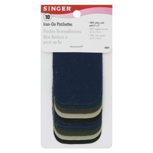 Singer 2-inch-by-3-inch Iron-On Patches, Dark Assortment, 10 per package