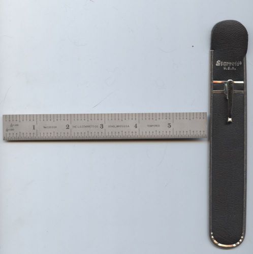.nice starrett 6&#034; pocket rule c303sr steel in clip case for sale
